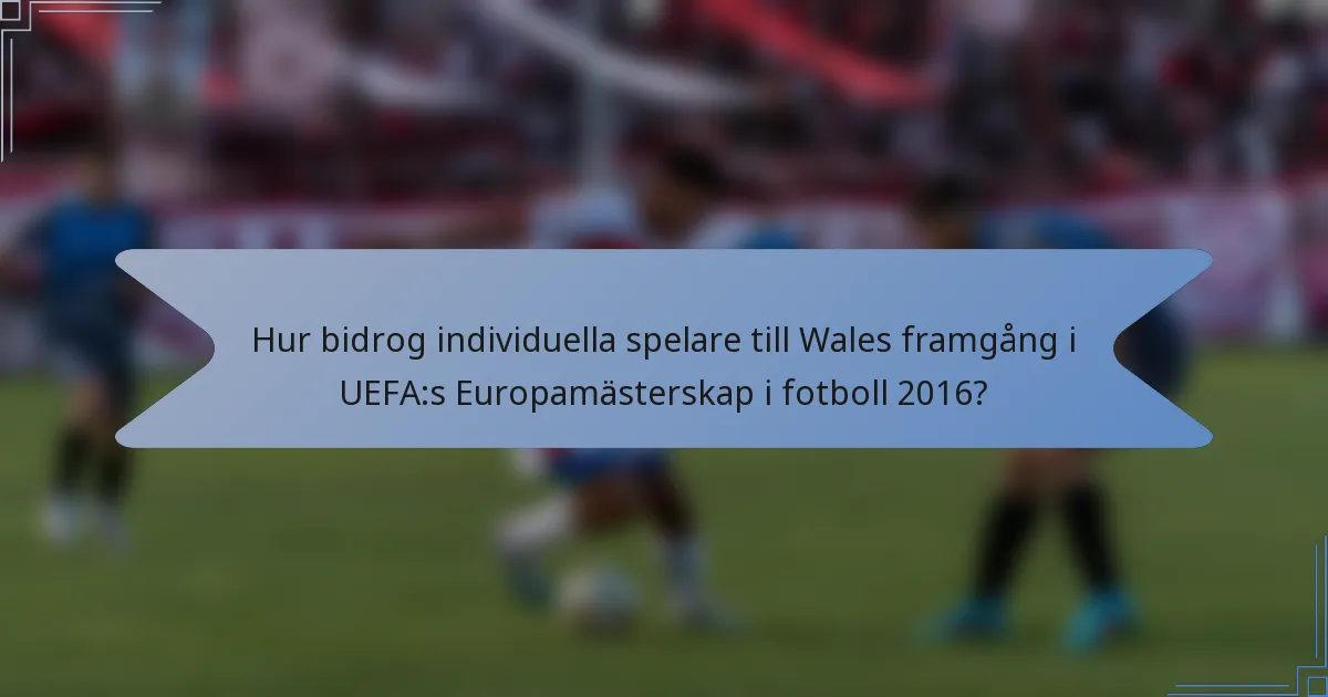 Hur bidrog individuella spelare till Wales framgång i UEFA:s Europamästerskap i fotboll 2016?
