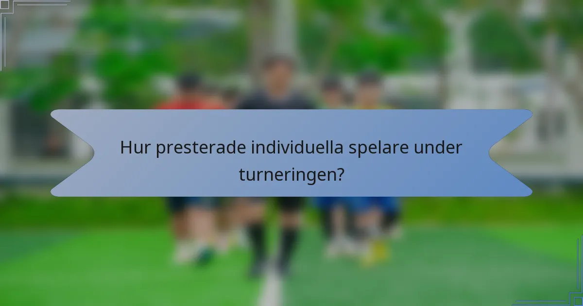 Hur presterade individuella spelare under turneringen?