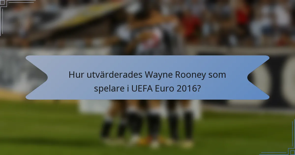 Hur utvärderades Wayne Rooney som spelare i UEFA Euro 2016?