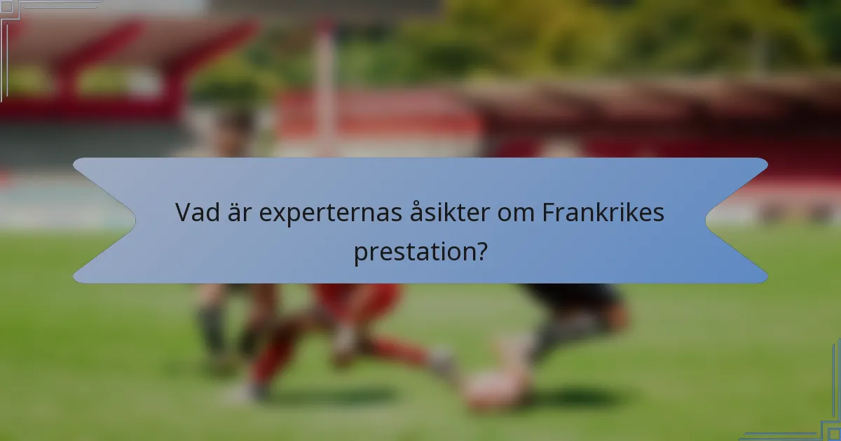 Vad är experternas åsikter om Frankrikes prestation?