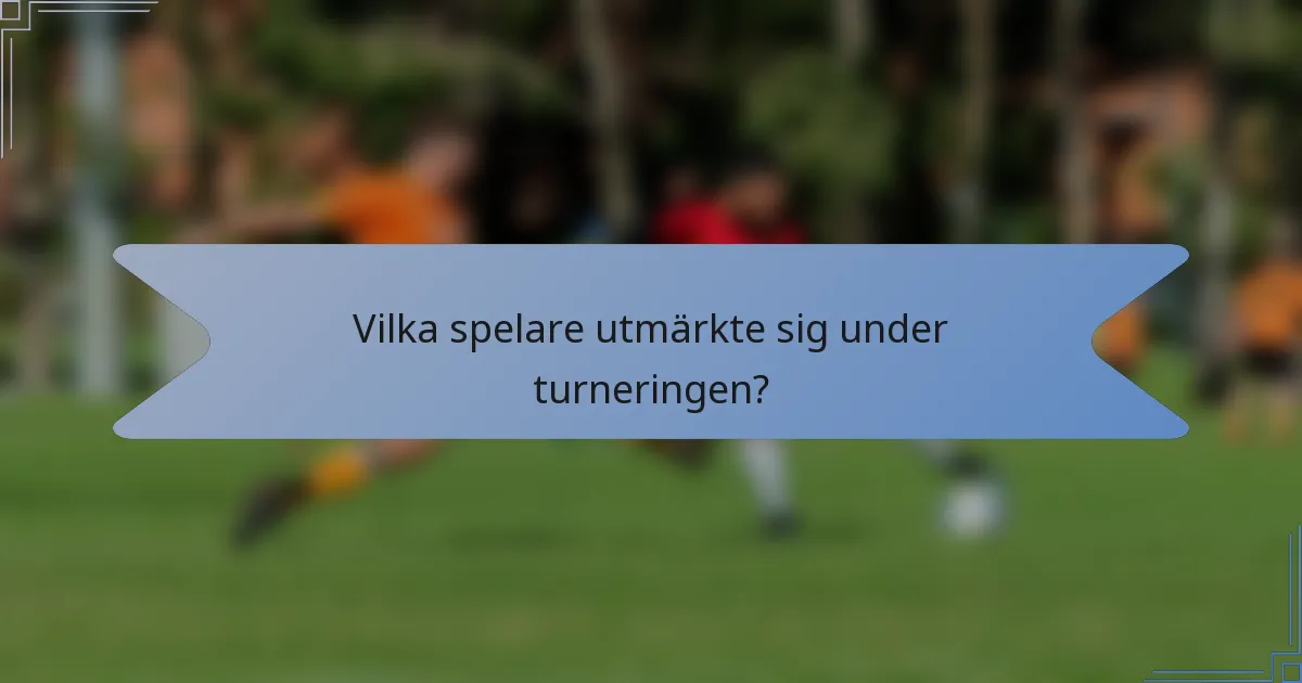 Vilka spelare utmärkte sig under turneringen?