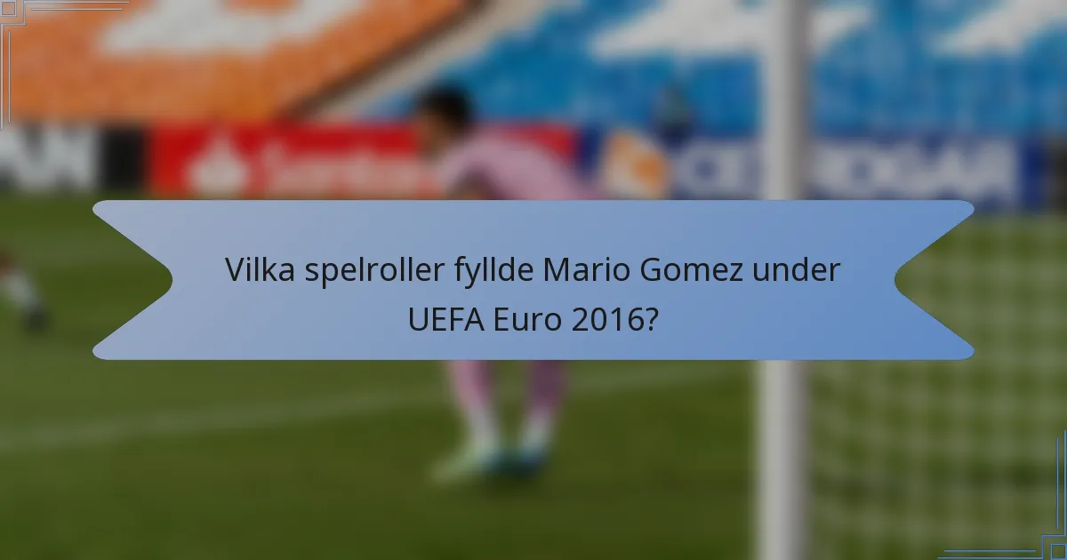 Vilka spelroller fyllde Mario Gomez under UEFA Euro 2016?