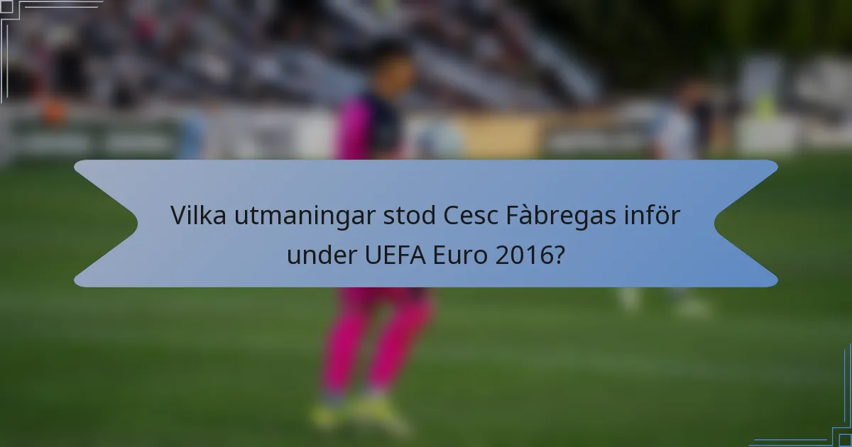 Vilka utmaningar stod Cesc Fàbregas inför under UEFA Euro 2016?
