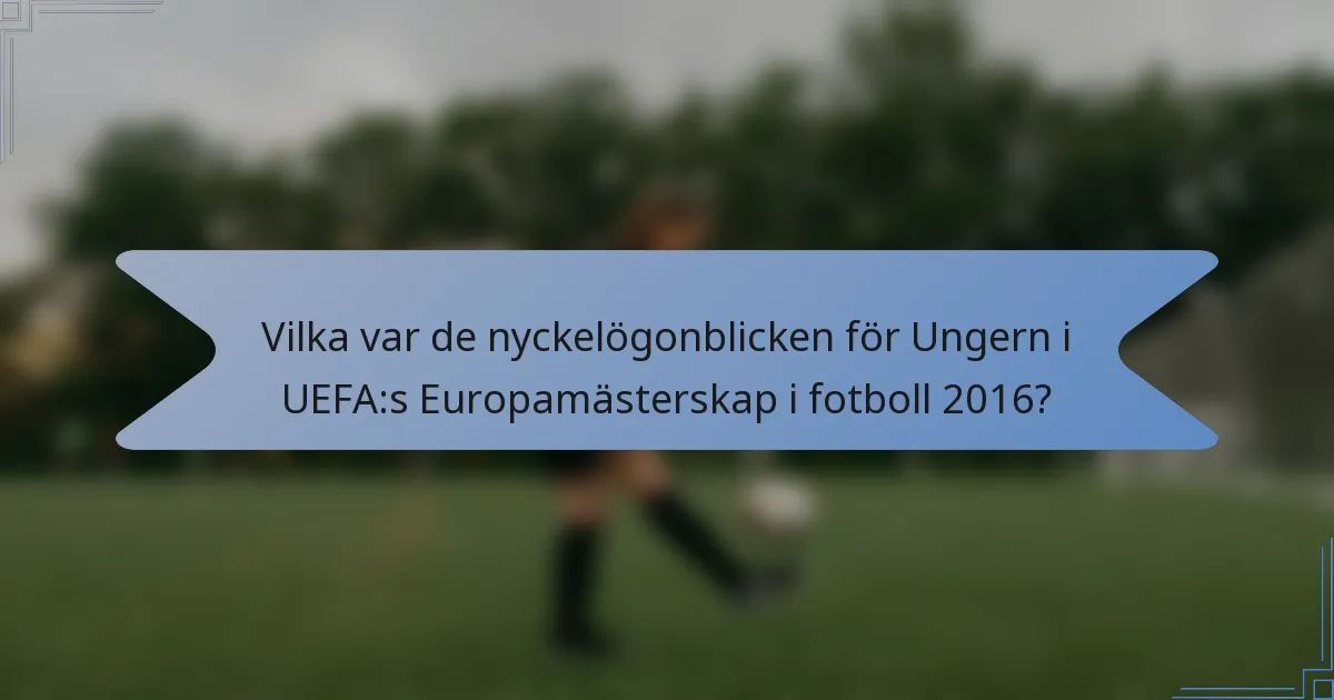 Vilka var de nyckelögonblicken för Ungern i UEFA:s Europamästerskap i fotboll 2016?